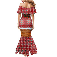 Spain Christmas Mermaid Dress with Santa Bull Brick Chimney Wreath and Festive Holiday - Wonder Print Shop