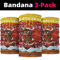 Spain Christmas Neck Gaiter with Santa Bull Brick Chimney Wreath and Festive Holiday - Wonder Print Shop