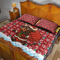 Spain Christmas Quilt Bed Set with Santa Bull Brick Chimney Wreath and Festive Holiday - Wonder Print Shop