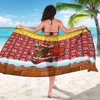 Spain Christmas Sarong with Santa Bull Brick Chimney Wreath and Festive Holiday - Wonder Print Shop
