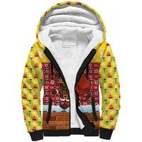 Spain Christmas Sherpa Hoodie with Santa Bull Brick Chimney Wreath and Festive Holiday - Wonder Print Shop