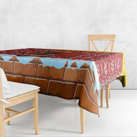 Spain Christmas Tablecloth with Santa Bull Brick Chimney Wreath and Festive Holiday - Wonder Print Shop