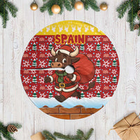Spain Christmas Tree Skirt with Santa Bull Brick Chimney Wreath and Festive Holiday - Wonder Print Shop