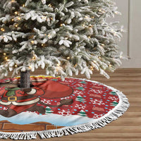 Spain Christmas Tree Skirt with Santa Bull Brick Chimney Wreath and Festive Holiday - Wonder Print Shop