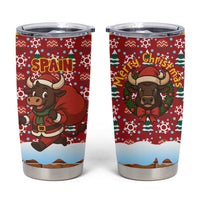 Spain Christmas Tumbler Cup with Santa Bull Brick Chimney Wreath and Festive Holiday - Wonder Print Shop