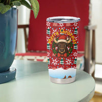 Spain Christmas Tumbler Cup with Santa Bull Brick Chimney Wreath and Festive Holiday - Wonder Print Shop