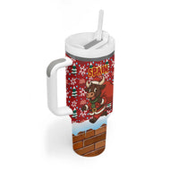 Spain Christmas Tumbler With Handle with Santa Bull Brick Chimney Wreath and Festive Holiday - Wonder Print Shop