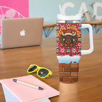 Spain Christmas Tumbler With Handle with Santa Bull Brick Chimney Wreath and Festive Holiday - Wonder Print Shop