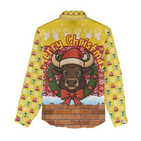 Spain Christmas Women Casual Shirt with Santa Bull Brick Chimney Wreath and Festive Holiday - Wonder Print Shop