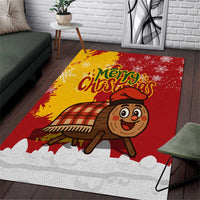 Spain Christmas Area Rug with Tio de Nadal Log Snowflakes Spanish Flag and Holiday Wreath - Wonder Print Shop