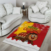 Spain Christmas Area Rug with Tio de Nadal Log Snowflakes Spanish Flag and Holiday Wreath - Wonder Print Shop