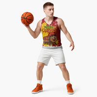 Spain Christmas Basketball Jersey with Tio de Nadal Log Snowflakes Spanish Flag and Holiday Wreath - Wonder Print Shop