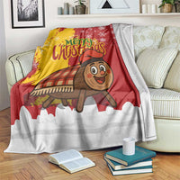 Spain Christmas Blanket with Tio de Nadal Log Snowflakes Spanish Flag and Holiday Wreath - Wonder Print Shop