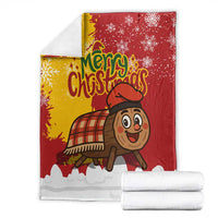Spain Christmas Blanket with Tio de Nadal Log Snowflakes Spanish Flag and Holiday Wreath - Wonder Print Shop