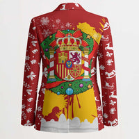 Spain Christmas Blazer with Tio de Nadal Log Snowflakes Spanish Flag and Holiday Wreath - Wonder Print Shop
