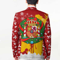Spain Christmas Blazer with Tio de Nadal Log Snowflakes Spanish Flag and Holiday Wreath - Wonder Print Shop