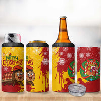 Spain Christmas 4 in 1 Can Cooler Tumbler with Tio de Nadal Log Snowflakes Spanish Flag and Holiday Wreath - Wonder Print Shop
