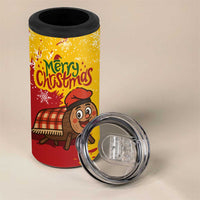Spain Christmas 4 in 1 Can Cooler Tumbler with Tio de Nadal Log Snowflakes Spanish Flag and Holiday Wreath - Wonder Print Shop