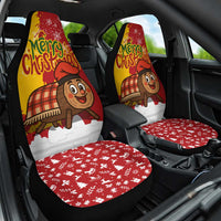 Spain Christmas Car Seat Cover with Tio de Nadal Log Snowflakes Spanish Flag and Holiday Wreath - Wonder Print Shop