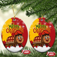 Spain Christmas Ceramic Ornament with Tio de Nadal Log Snowflakes Spanish Flag and Holiday Wreath - Wonder Print Shop