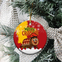 Spain Christmas Ceramic Ornament with Tio de Nadal Log Snowflakes Spanish Flag and Holiday Wreath - Wonder Print Shop