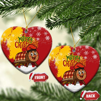 Spain Christmas Ceramic Ornament with Tio de Nadal Log Snowflakes Spanish Flag and Holiday Wreath - Wonder Print Shop