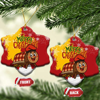 Spain Christmas Ceramic Ornament with Tio de Nadal Log Snowflakes Spanish Flag and Holiday Wreath - Wonder Print Shop