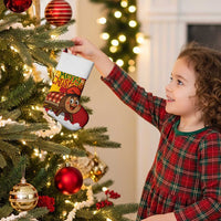 Spain Christmas Stocking with Tio de Nadal Log Snowflakes Spanish Flag and Holiday Wreath - Wonder Print Shop