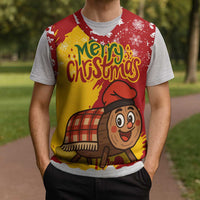 Spain Christmas Knitted V-Neck Vest with Tio de Nadal Log Snowflakes Spanish Flag and Holiday Wreath - Wonder Print Shop