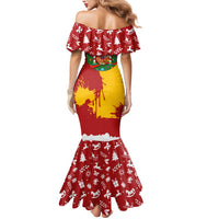 Spain Christmas Mermaid Dress with Tio de Nadal Log Snowflakes Spanish Flag and Holiday Wreath - Wonder Print Shop