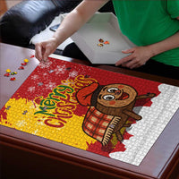 Spain Christmas Puzzle with Tio de Nadal Log Snowflakes Spanish Flag and Holiday Wreath - Wonder Print Shop