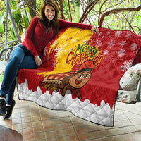 Spain Christmas Quilt with Tio de Nadal Log Snowflakes Spanish Flag and Holiday Wreath - Wonder Print Shop