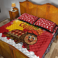 Spain Christmas Quilt Bed Set with Tio de Nadal Log Snowflakes Spanish Flag and Holiday Wreath - Wonder Print Shop
