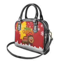 Spain Christmas Shoulder Handbag with Tio de Nadal Log Snowflakes Spanish Flag and Holiday Wreath - Wonder Print Shop