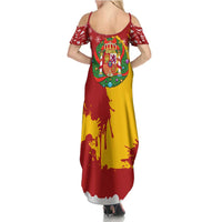 Spain Christmas Summer Maxi Dress with Tio de Nadal Log Snowflakes Spanish Flag and Holiday Wreath - Wonder Print Shop