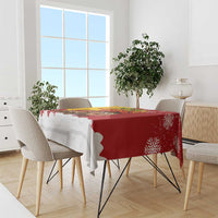 Spain Christmas Tablecloth with Tio de Nadal Log Snowflakes Spanish Flag and Holiday Wreath - Wonder Print Shop