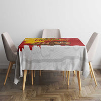 Spain Christmas Tablecloth with Tio de Nadal Log Snowflakes Spanish Flag and Holiday Wreath - Wonder Print Shop