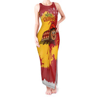 Spain Christmas Tank Maxi Dress with Tio de Nadal Log Snowflakes Spanish Flag and Holiday Wreath - Wonder Print Shop