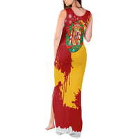 Spain Christmas Tank Maxi Dress with Tio de Nadal Log Snowflakes Spanish Flag and Holiday Wreath - Wonder Print Shop