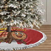 Spain Christmas Tree Skirt with Tio de Nadal Log Snowflakes Spanish Flag and Holiday Wreath - Wonder Print Shop