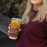 Spain Christmas Tumbler Cup with Tio de Nadal Log Snowflakes Spanish Flag and Holiday Wreath - Wonder Print Shop