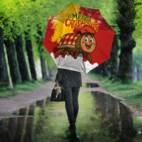 Spain Christmas Umbrella with Tio de Nadal Log Snowflakes Spanish Flag and Holiday Wreath - Wonder Print Shop