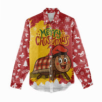Spain Christmas Women Casual Shirt with Tio de Nadal Log Snowflakes Spanish Flag and Holiday Wreath - Wonder Print Shop