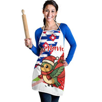 Cuba Christmas Apron with Santa Hummingbird Cuban Flag Feliz Navidad and Snowflake - Wonder Print Shop