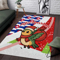 Cuba Christmas Area Rug with Santa Hummingbird Cuban Flag Feliz Navidad and Snowflake - Wonder Print Shop