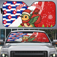Cuba Christmas Auto Sun Shade with Santa Hummingbird Cuban Flag Feliz Navidad and Snowflake - Wonder Print Shop