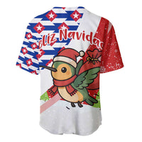 Cuba Christmas Baseball Jersey with Santa Hummingbird Cuban Flag Feliz Navidad and Snowflake - Wonder Print Shop