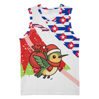 Cuba Christmas Basketball Jersey with Santa Hummingbird Cuban Flag Feliz Navidad and Snowflake - Wonder Print Shop