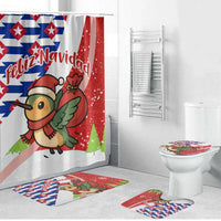 Cuba Christmas Bathroom Set with Santa Hummingbird Cuban Flag Feliz Navidad and Snowflake - Wonder Print Shop