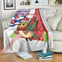 Cuba Christmas Blanket with Santa Hummingbird Cuban Flag Feliz Navidad and Snowflake - Wonder Print Shop